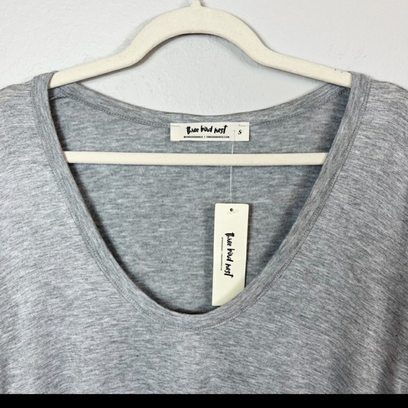 Three bird nest nwt oversized grey tee shirt sm - Picture 3 of 10